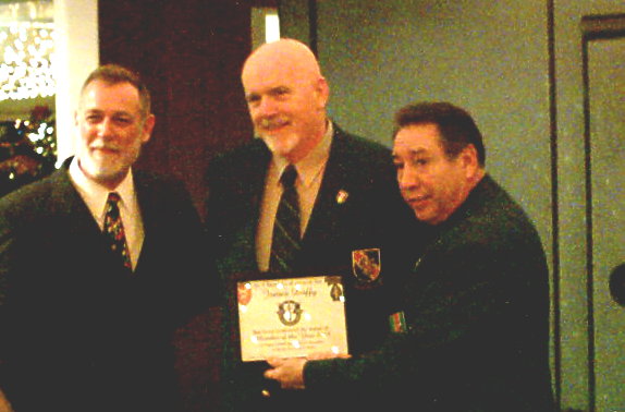 SF member of the year, Jim Duffy. Presenting are Chapter President, Ramon Rodriguez and Former Chapter Secretary, Robert Foley.